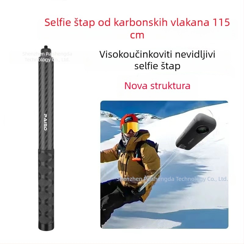 Selfie štap za Insta360/Gopro akcijske kamere – visoko izdržljivo karbonsko vlakno, 5 segmenata, model PAISD 115