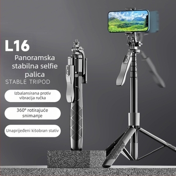 Feisende aluminijska selfie palica sa stabilizacijom slike, proširiva konstrukcija, pan-tilt glava, Bluetooth daljinski upravljač i rasvjeta