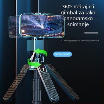 Četveronožni tripod s Bluetooth selfie štapićem za mobitele, daljinskim upravljanjem, stalak za livestream, univerzalna kompatibilnost, stabilizacija protiv podrhtavanja, legirana konstrukcija