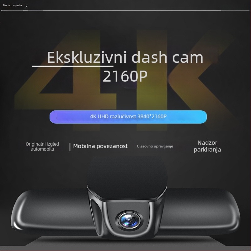 4K dvostruka dash cam s noćnim vidom, prednja i stražnja snimka, Wi‑Fi, ugradnja na retrovizor