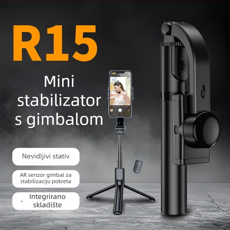 R15 ručni gimbal stabilizator za pametni telefon, s daljinskim upravljačem, Bluetooth, aluminijsko tijelo, univerzalna kompatibilnost