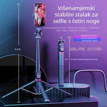Selfie štap sa stabilizacijom protiv trešenja i teleskopskim dizajnom, držač za telefon, Bluetooth daljinsko upravljanje i ugrađeno LED svjetlo