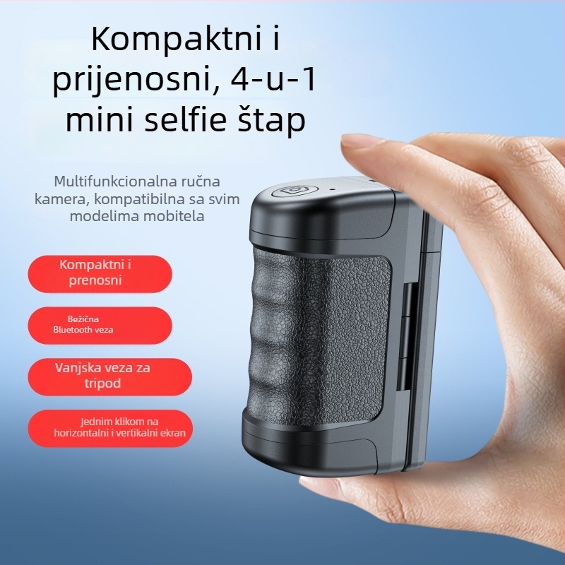 Stabilizator za telefon, mini selfie štap – prijenosni, za vanjsku upotrebu, daljinsko upravljanje, Bluetooth, plast