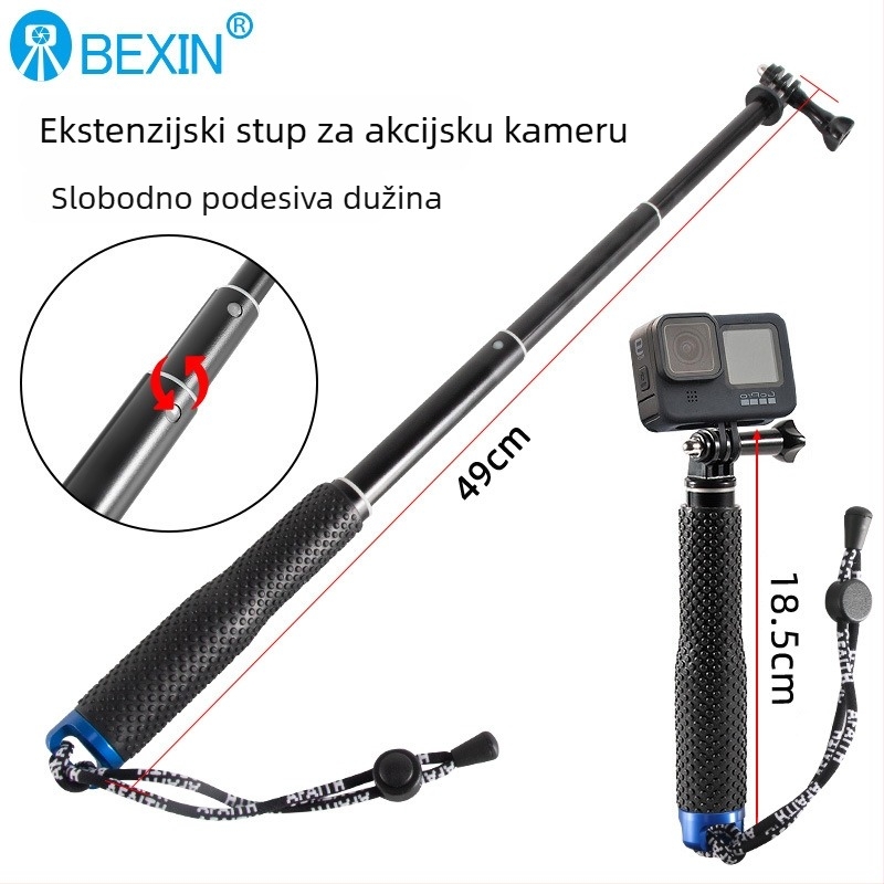 Selfie štap, aluminijska legura, 4-dijelni, nosivost 2–5 kg, za Motion Camera