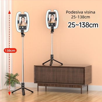 P99W selfie štap s rotirajućim dvostrukim svjetlom, Bluetooth daljinskim upravljanjem, stabilizacija, teleskopijski stolni/podnji stativ za livestreamanje na telefonu