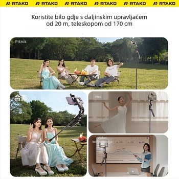 Ruitak pametan stalak s praćenjem lica za live streaming, stabilizacija protiv podrhtavanja, rasvjeta i Bluetooth daljinski upravljač