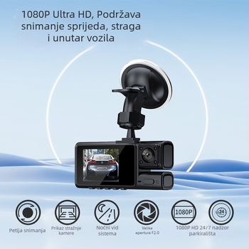 4K auto DVR sa WiFi, 170° široki kut, 24-satno pohranjivanje, trostruko snimanje