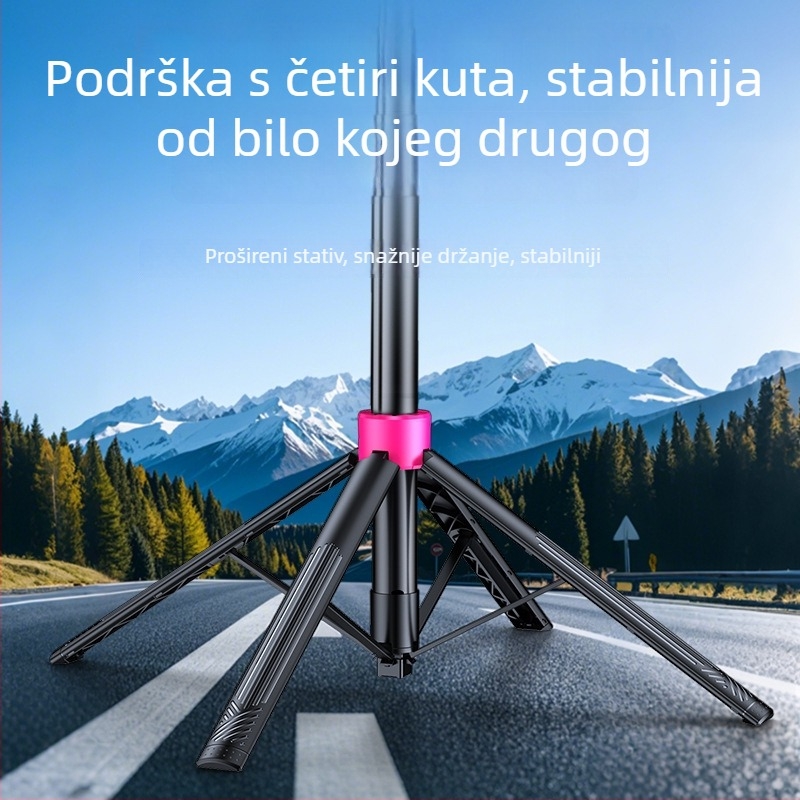 Držač za mobitel s Bluetooth daljinskim upravljanjem, teleskopskim selfie-stativom i tripodom, aluminijska legura, univerzalno