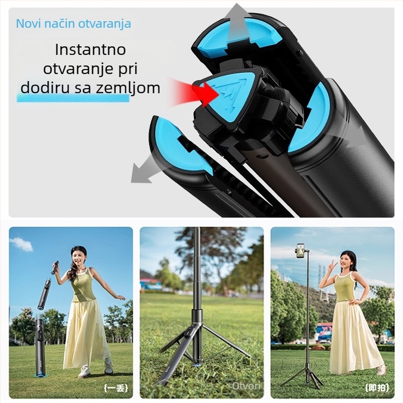 Selfie štap za mobitel s podnim stalkom za stolni prijenos uživo, aluminijski spoj, podrška prilagodbi