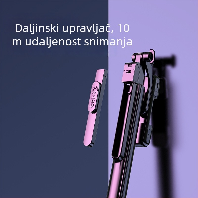 K30S Bluetooth Selfie Štapić s Ručnim Stabilizatorom i Podnim Stativom, Cjelovita Metalna Konstrukcija, Anti-Treperenje, Rasvjeta za Osvjetljenje