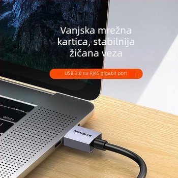 USB 3.0 na RJ45 gigabitni Ethernet adapter, aluminijska legura kućište, USB 2.0/3.0 kompatibilnost, brzine 10/100/1000 Mbps