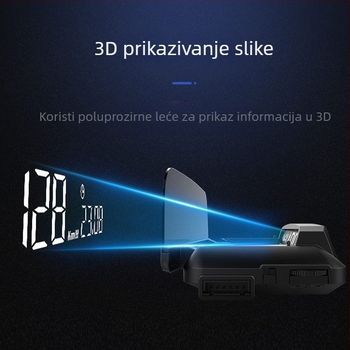 Automobilski HUD (Head-Up Display) s OBD, univerzalno, višefunkcionalno, prikaz brzine, potrošnje goriva i vremena