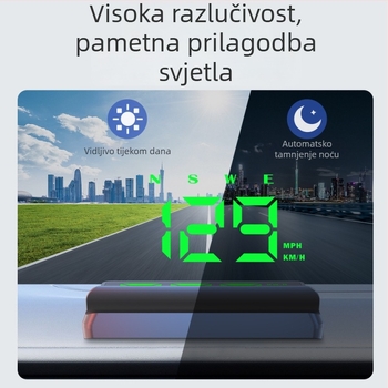 HUD automobilni zaslon – model W2s-green, USB napajanje, težina 100 g, univerzalno za sve modele