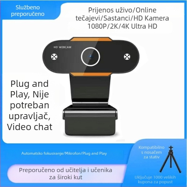 Pametna PTZ kamera za stolno računalo, 4K rezolucija, USB 2.0 sučelje, senzor 0,8 MP, bez upravljačkog programa, plug-and-play
