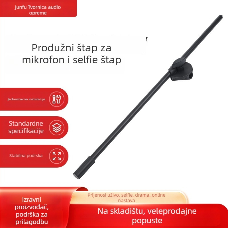 Rich Višenamjenski križni produžni štap za mikrofon i pametni telefon, prilagodljiv, metal/plastik
