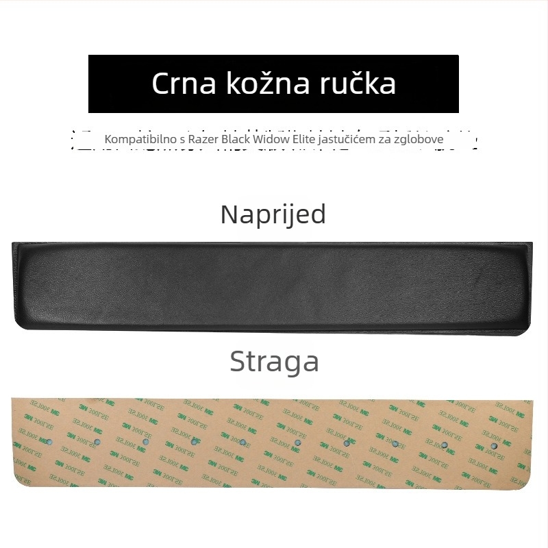 Kožni podložak za zglob za tipkovnicu Razer Black Widow Spider Elite Edition – za igru, 104 tipke, lako za čišćenje