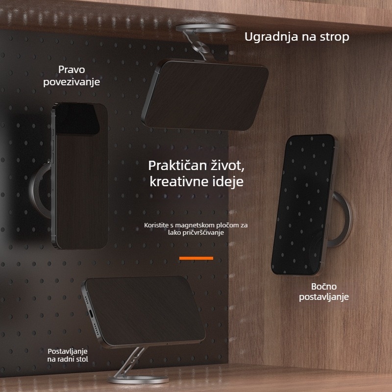 Q14 Dvostruki magnetski držač za telefon – cinkova legura, kreativan dizajn
