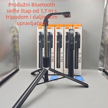 Selfie štapić s antivibracijom i 360° podnim stativom, nehrđajući čelik, 7 segmenata, Bluetooth, univerzalna kompatibilnost, nosivost do 2 kg