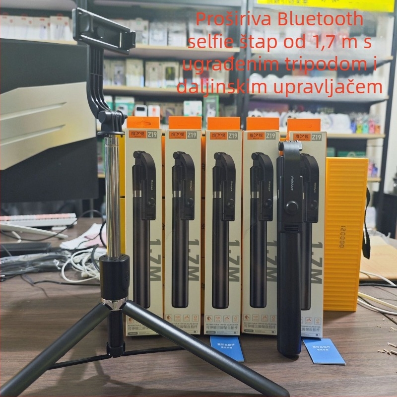 Selfie štapić s antivibracijom i 360° podnim stativom, nehrđajući čelik, 7 segmenata, Bluetooth, univerzalna kompatibilnost, nosivost do 2 kg