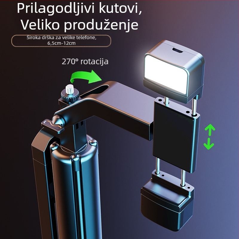 P530 metalni selfie štap s Bluetooth daljinskim upravljačem, stabilizatorom i LED osvjetljenjem
