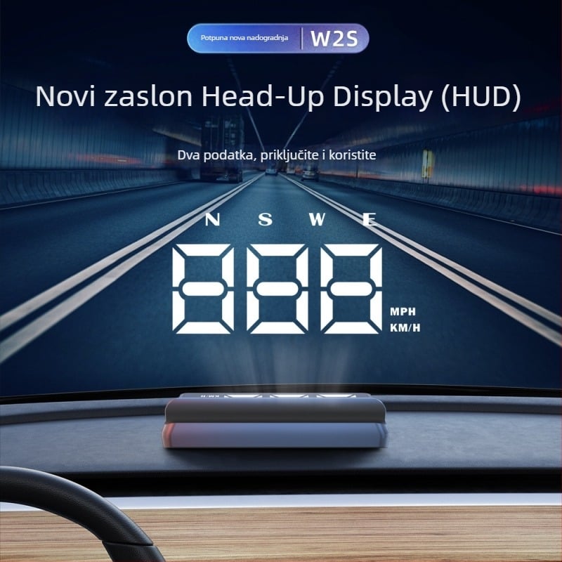 W2s HUD Head-Up zaslon za automobil — USB napajanje, univerzalna kompatibilnost, 152 g, Beidou GPS kompas