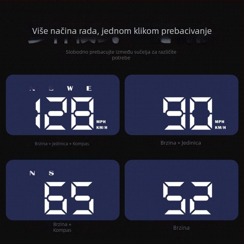 W2s HUD Head-Up zaslon za automobil — USB napajanje, univerzalna kompatibilnost, 152 g, Beidou GPS kompas