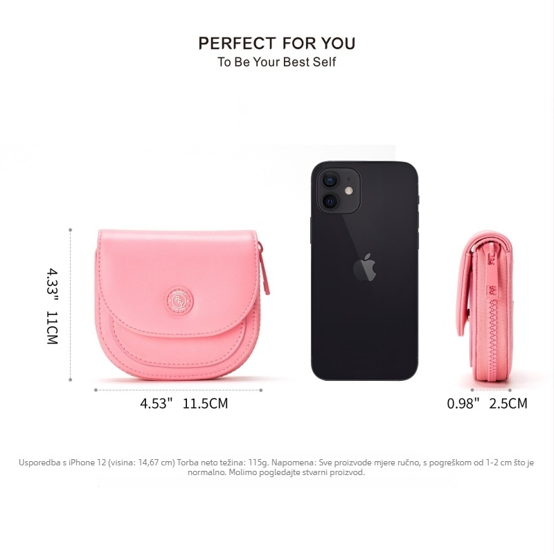 Ženski PU novčanik, više pretinaca za kartice, pretinac za novčiće, kompaktni polukružni dizajn, gradski minimalistički stil, podstava od poliestera