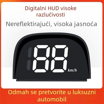 HUD radar brzinu za auto – prikaz brzine u realnem vremenu, mjerenje kod semafora, podsjetnik na benzinsku postaju – Model Y01, USB napajanje, točnost 1.0, 24V
