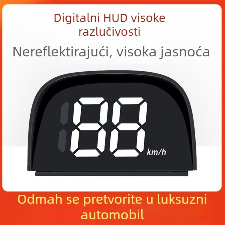 HUD radar brzinu za auto – prikaz brzine u realnem vremenu, mjerenje kod semafora, podsjetnik na benzinsku postaju – Model Y01, USB napajanje, točnost 1.0, 24V