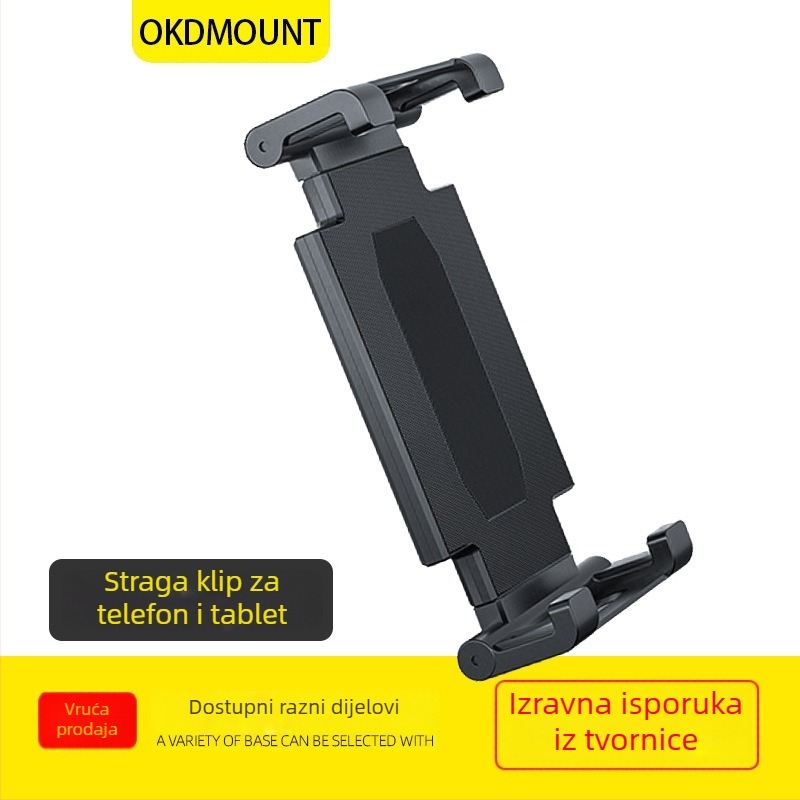 Univerzalni auto držač za tablet i telefon, sklopivi stražnji klip, model 23562585244, materijali: inženjerski plast, aluminijska legura, guma, podrška prilagodbi