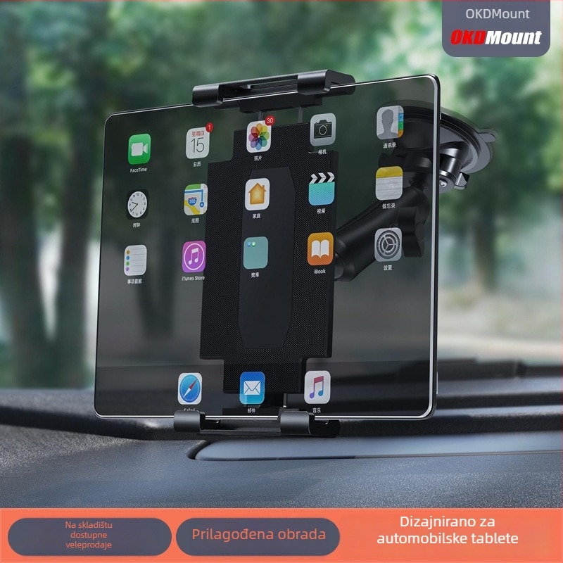 Univerzalni auto držač za tablet i telefon, sklopivi stražnji klip, model 23562585244, materijali: inženjerski plast, aluminijska legura, guma, podrška prilagodbi