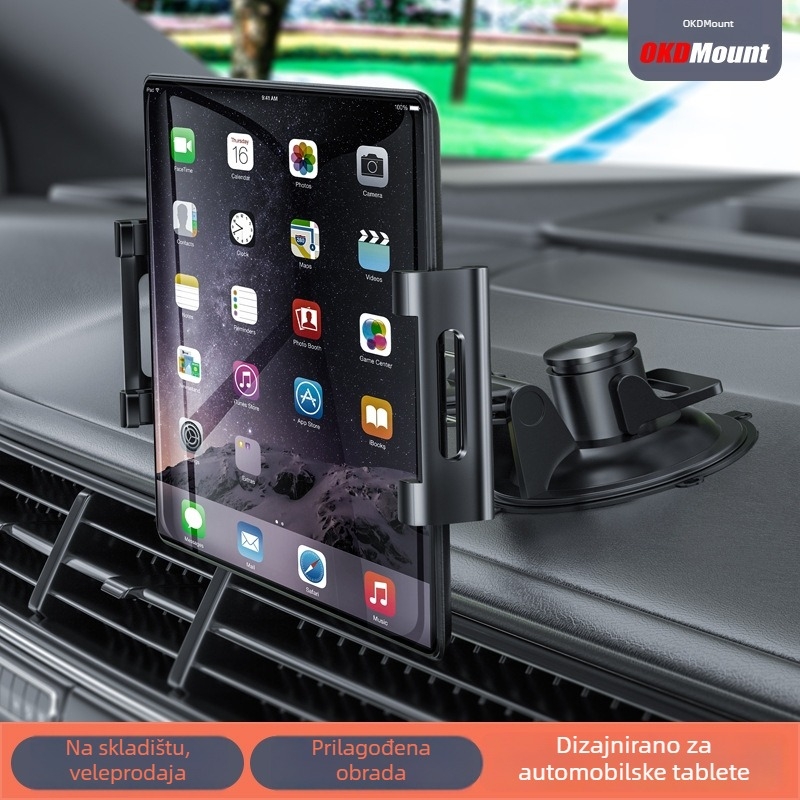 Univerzalni auto držač za tablet i telefon, sklopivi stražnji klip, model 23562585244, materijali: inženjerski plast, aluminijska legura, guma, podrška prilagodbi