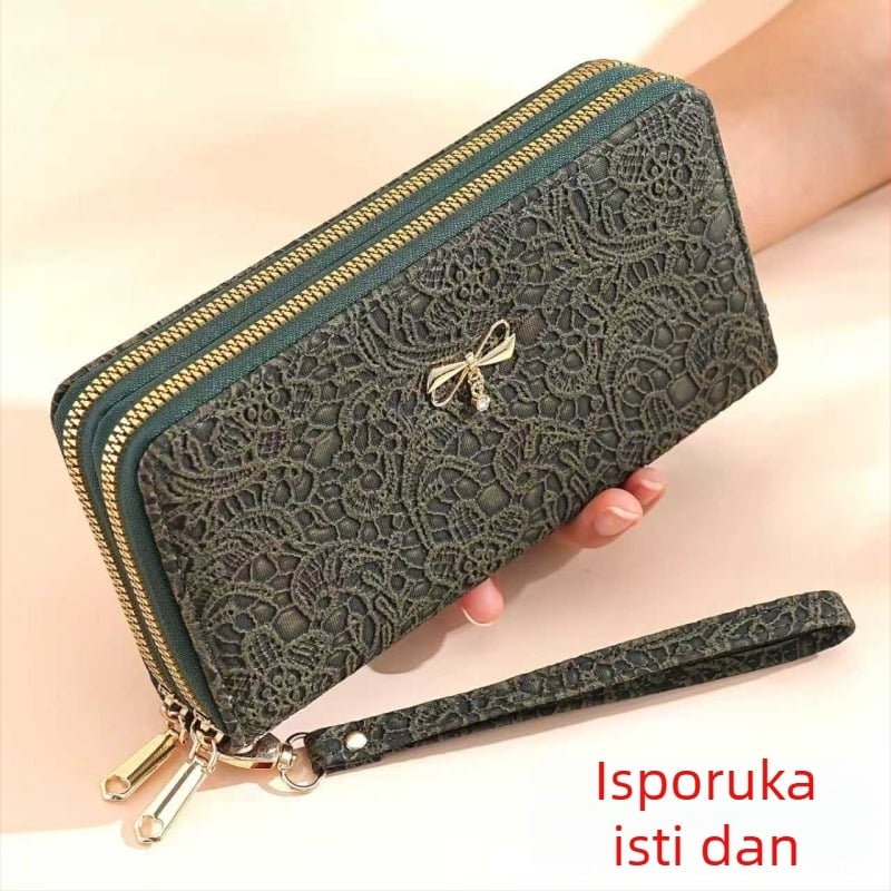 Ženski dugi novčanik s dvostrukim zatvaračem, velikog kapaciteta (PU materijal, podstava od poliestera, vodootporan)
