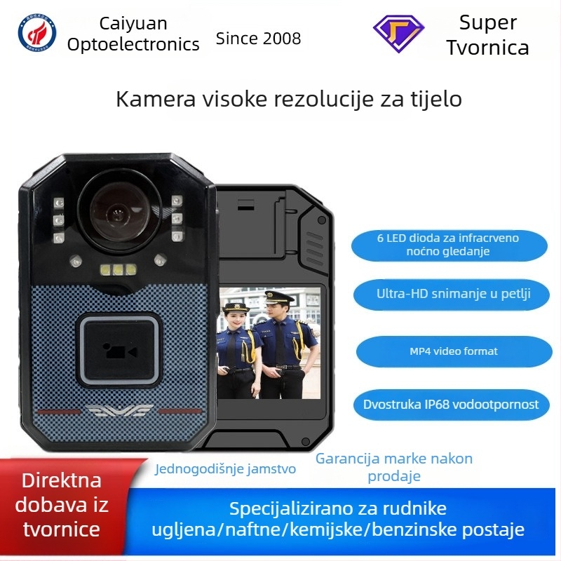 Kamera za tijelo policije s noćnim vidom, 2K, nosiva na prsima, prijenosno infracrveno uređaj za snimanje videa