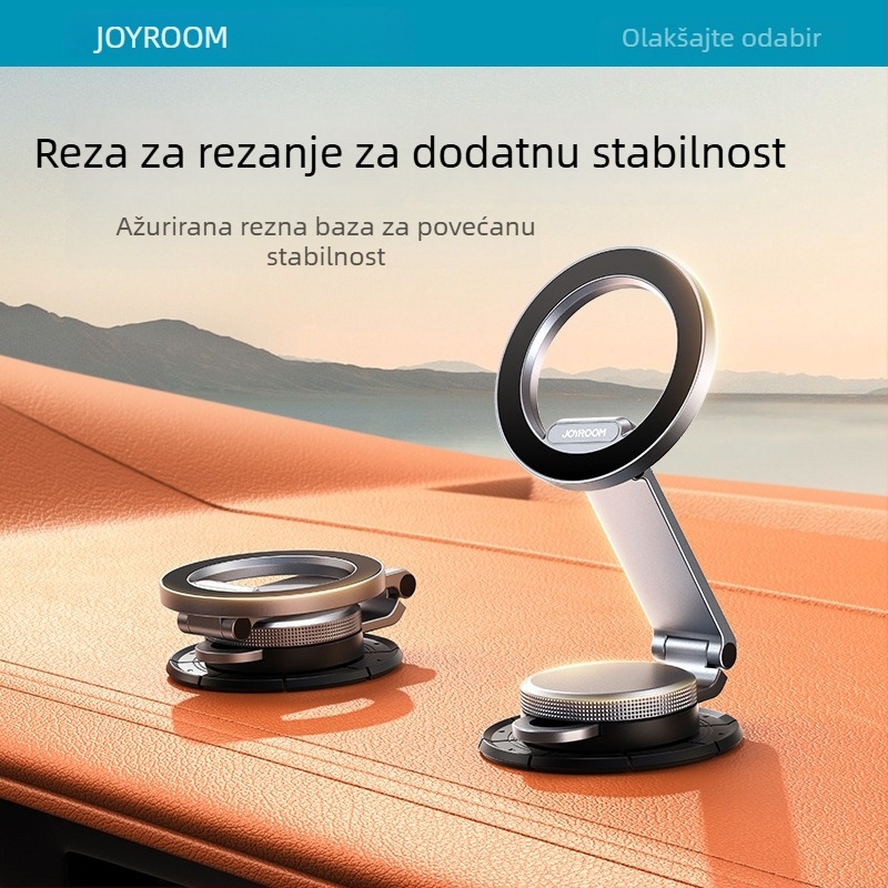Auto držač za telefon s magnetskim usisavanjem i ljepilom, metalni sklopni dizajn, stabilan na instrument tabli