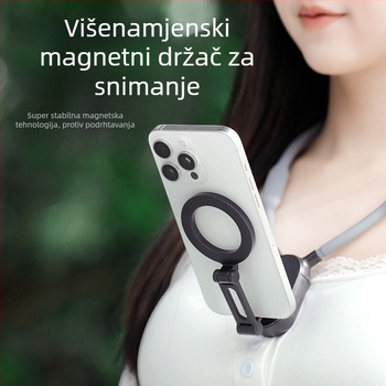 Magnetski držač za vratni POV za vanjsku sportsku kameru – protiv podrhtavanja, višekutni pogled, univerzalni držač za telefon, materijali: plast-metal-silikon