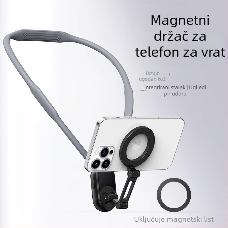 Magnetski držač za vratni POV za vanjsku sportsku kameru – protiv podrhtavanja, višekutni pogled, univerzalni držač za telefon, materijali: plast-metal-silikon