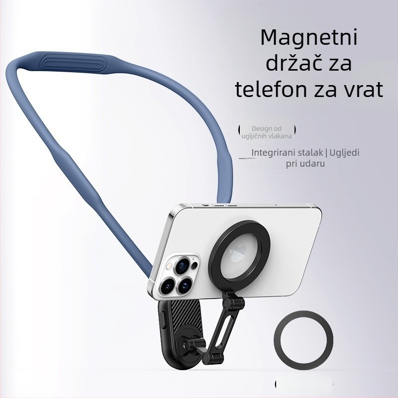 Magnetski držač za vratni POV za vanjsku sportsku kameru – protiv podrhtavanja, višekutni pogled, univerzalni držač za telefon, materijali: plast-metal-silikon