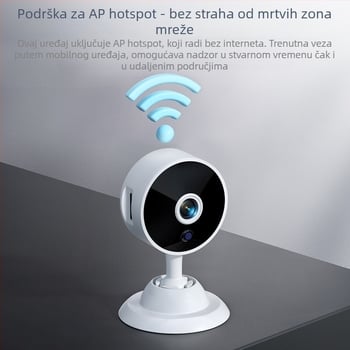 Kućna sigurnosna kamera s HD noćnim vidom, bežični Wi‑Fi, dvosmjerni zvuk, pohrana na TF karticu, daljinski nadzor