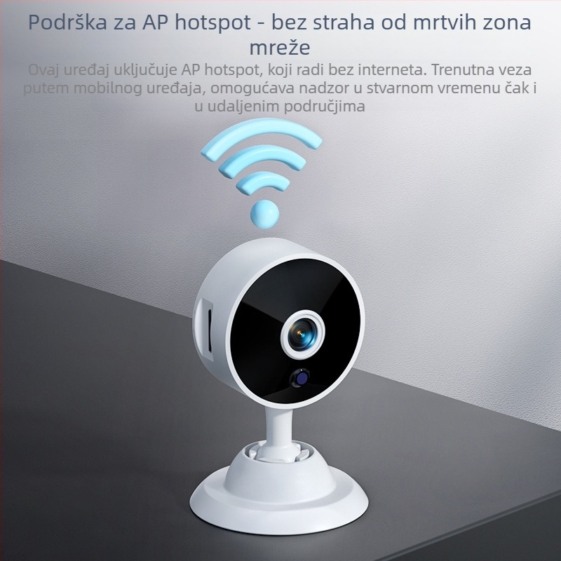 Kućna sigurnosna kamera s HD noćnim vidom, bežični Wi‑Fi, dvosmjerni zvuk, pohrana na TF karticu, daljinski nadzor