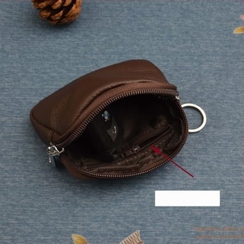 Novčanik za kovanice od kože prvog sloja s pretincima za kartice i ključeve, unisex, model 387, poliesterska podstava