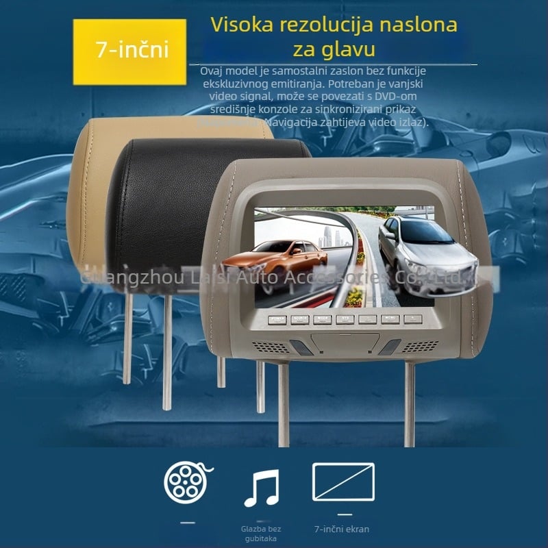 Zaslon za nasloni automobila s LCD zaslonom, AV1/AV2 ulazi, 800x480 rezolucija, model YL-733