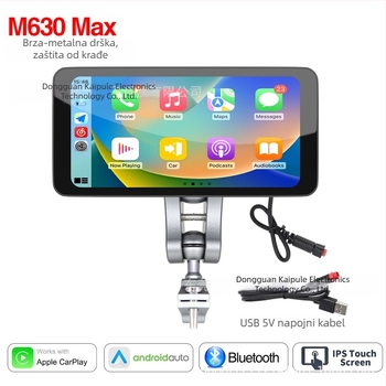 Odvojivi moto navigacijski sustav s CarPlayom i DVR-om, model M630pro, rezolucija 1560x720, kut snimanja 150°, SD kartica do 64GB, 12V ulaz