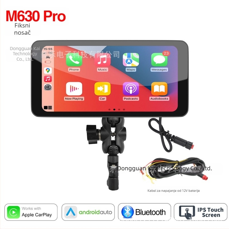 Odvojivi moto navigacijski sustav s CarPlayom i DVR-om, model M630pro, rezolucija 1560x720, kut snimanja 150°, SD kartica do 64GB, 12V ulaz
