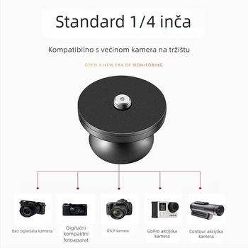 Držač kamere za auto - univerzalni, aluminijska legura, model 1002 (Tip: držač automobila; Materijal: aluminijska legura; Model: 1002; Kompatibilnost: univerzalna)