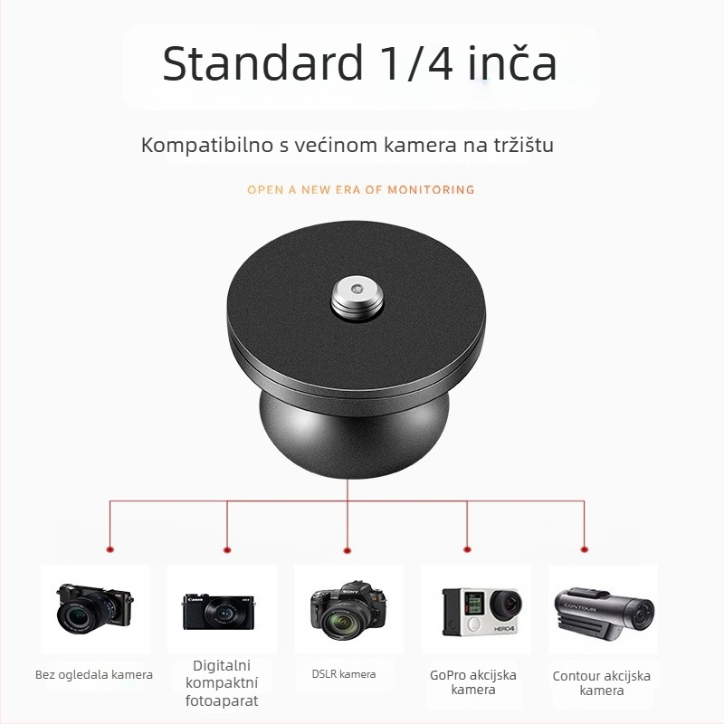 Držač kamere za auto - univerzalni, aluminijska legura, model 1002 (Tip: držač automobila; Materijal: aluminijska legura; Model: 1002; Kompatibilnost: univerzalna)