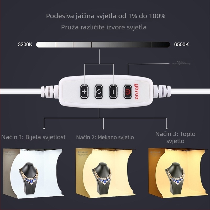Puluz Fat Cow Pu5030 Mali foto-studio PVC LED prstenasto svjetlo, 0.7 kg (Brand: Puluz/Fat Cow, Model Pu5030, Materijal PVC, Težina 0.7 kg)