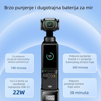 DJI Pocket 3 Držač baterije 5000mAh, 22W brzo punjenje, 3C certificiran