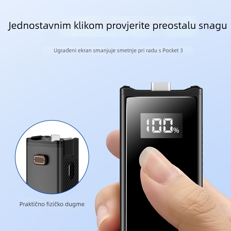DJI Pocket 3 Držač baterije 5000mAh, 22W brzo punjenje, 3C certificiran