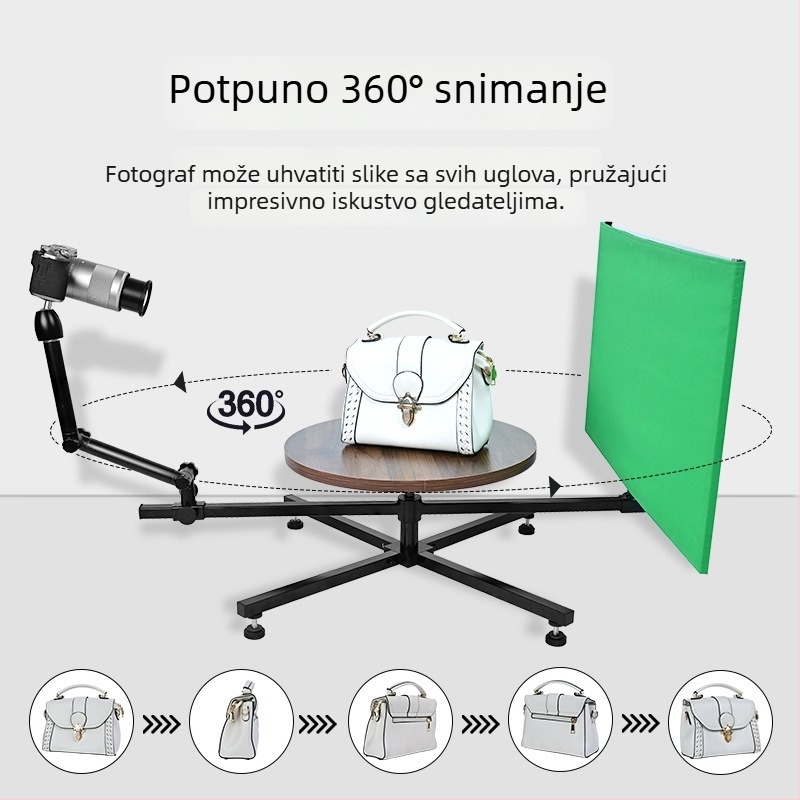 360 stupnjeva rotirajući stol za fotografiranje i snimanje videa, od magnezijske legure